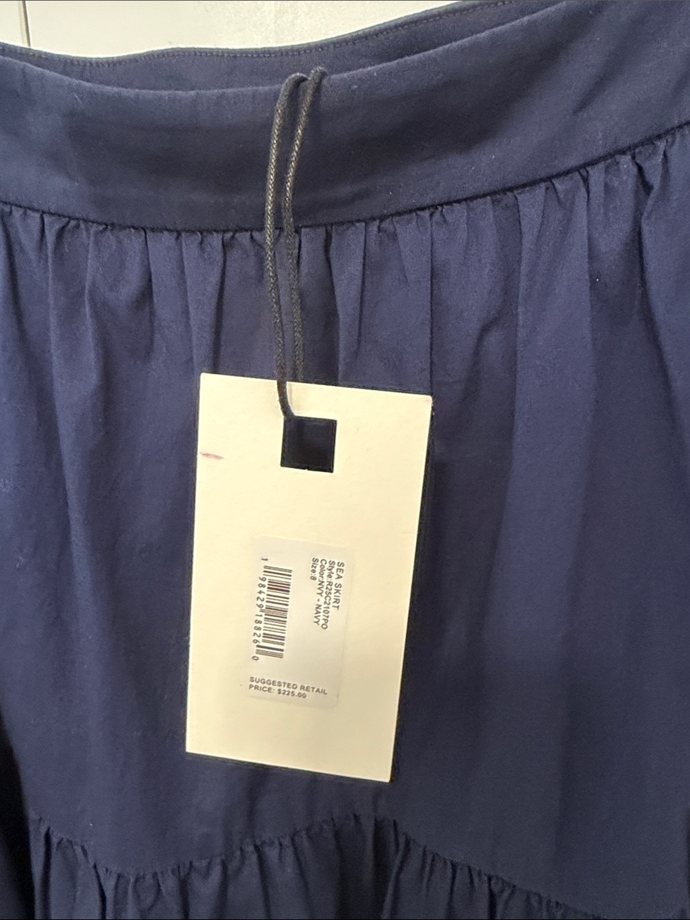 Staud Tiered Navy Cotton Poplin Maxi Skirt - Picture 7 of 8